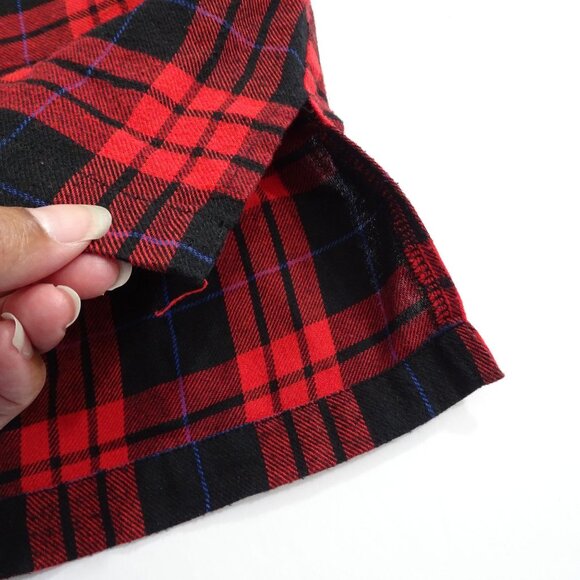 Rosette Red Black Plaid Long Sleeve Button Up Flannel Shirt Women Size L Pockets - Picture 5 of 13
